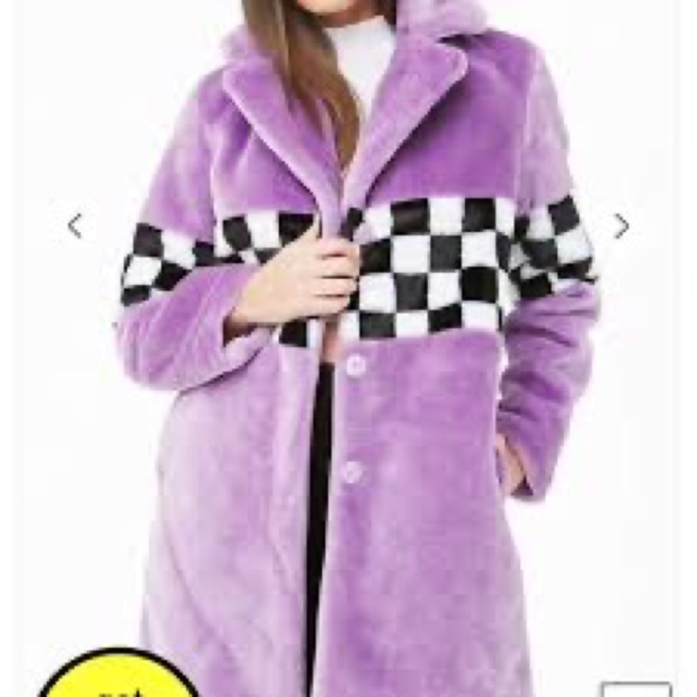 forever 21 purple jacket with checkered details